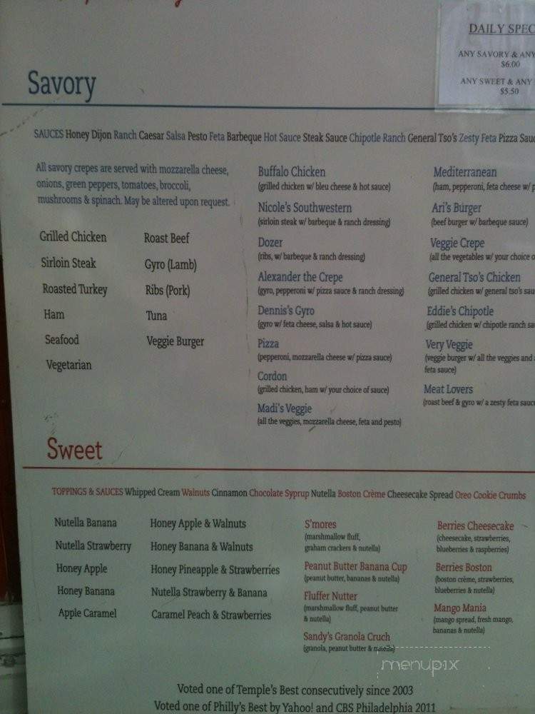 The Crepewalk - Philadelphia, PA menu_pic