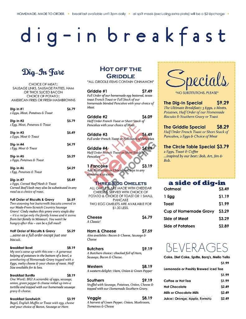 Dig-In Cafe - Augusta, MI menu_pic