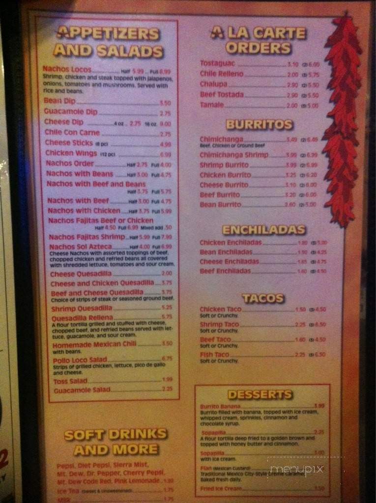 Sol Azteca Franklin - Franklin, KY menu_pic