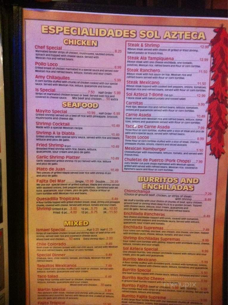 Sol Azteca Franklin - Franklin, KY menu_pic