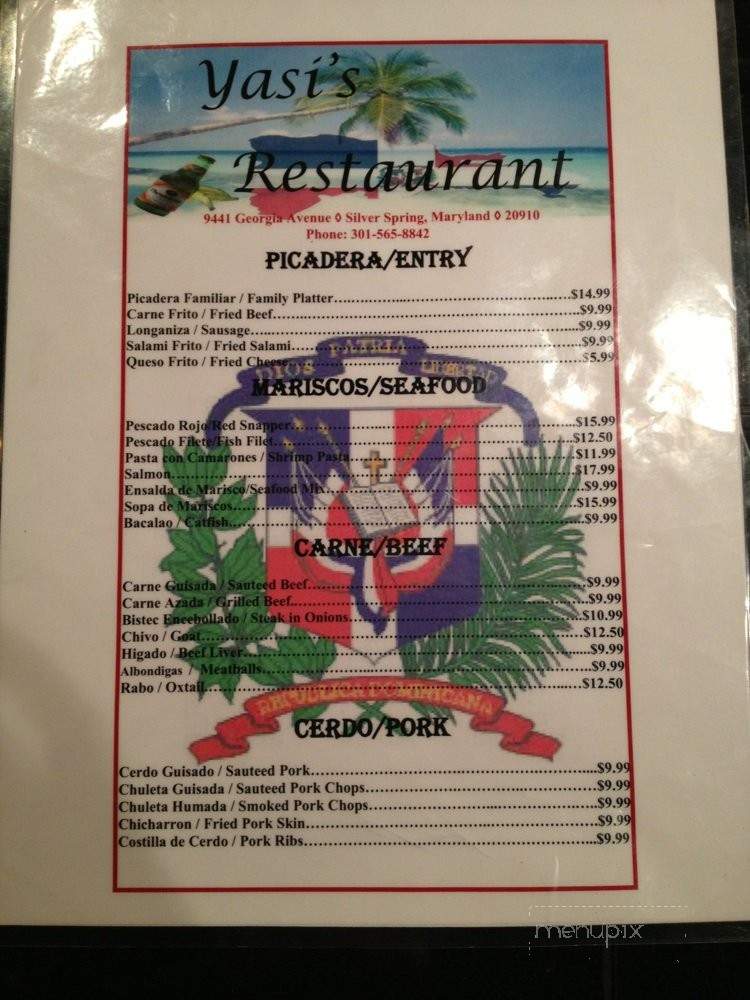 Yasi's Restaurant - Silver Spring, MD menu_pic