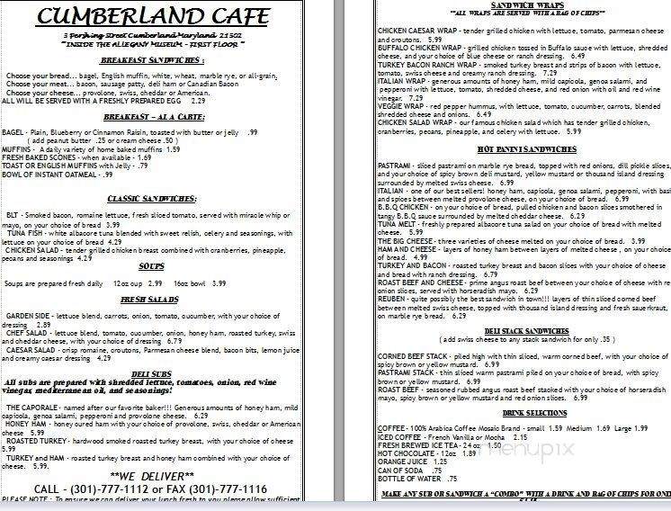 Cumberland Cafe - Cumberland, MD menu_pic