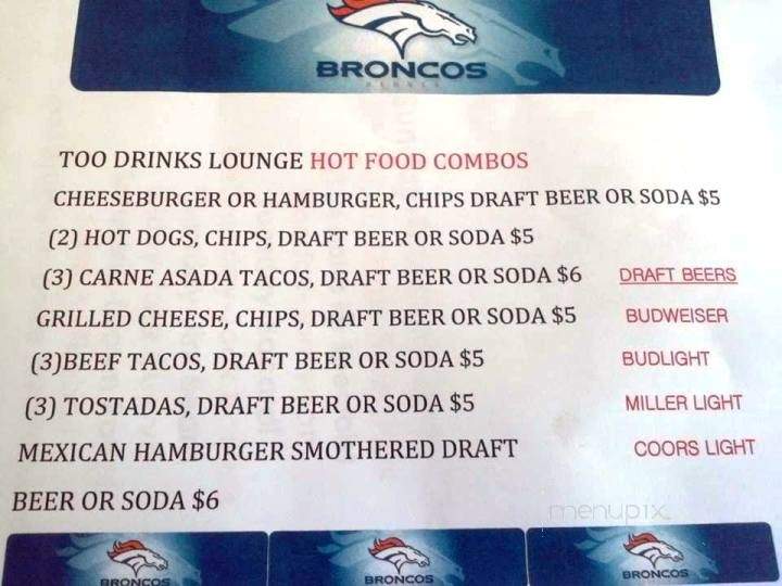 Too Drinks Lounge - Englewood, CO menu_pic