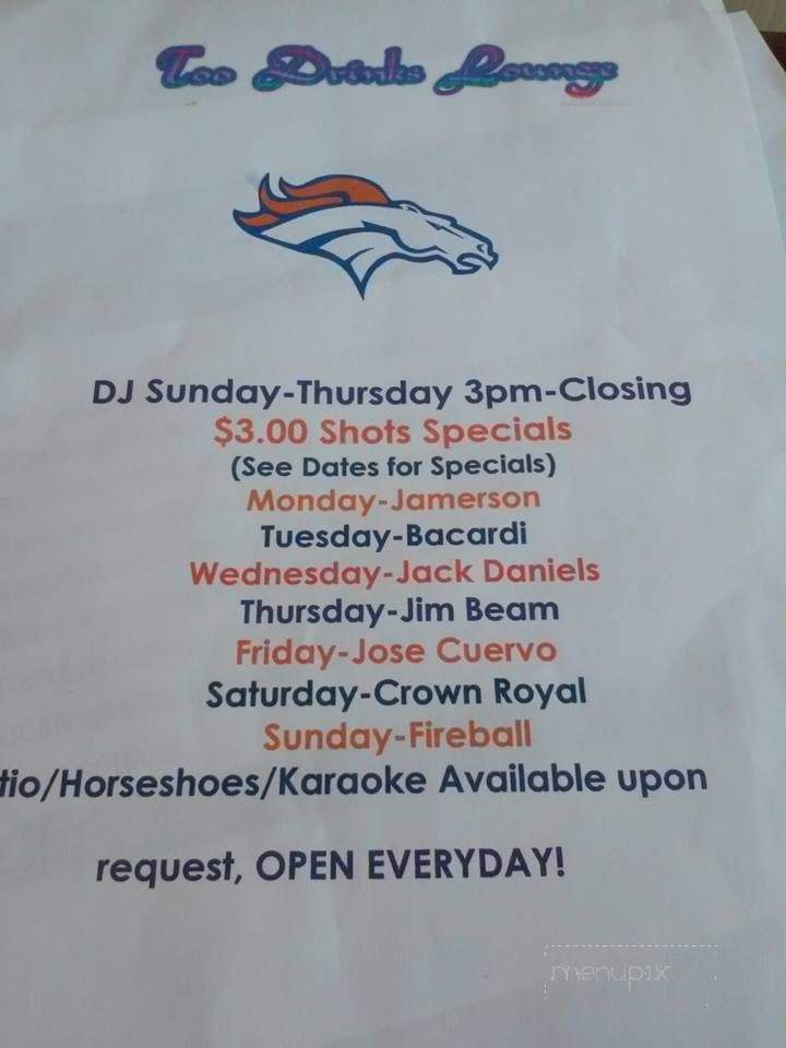 Too Drinks Lounge - Englewood, CO menu_pic