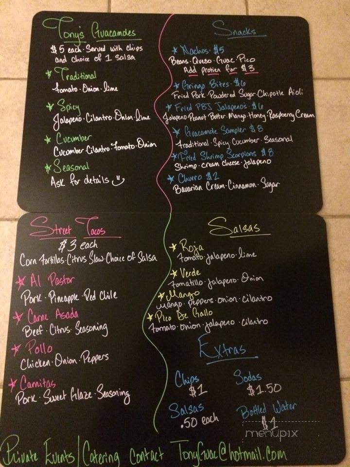 Tony Guacamole - Denver, CO menu_pic