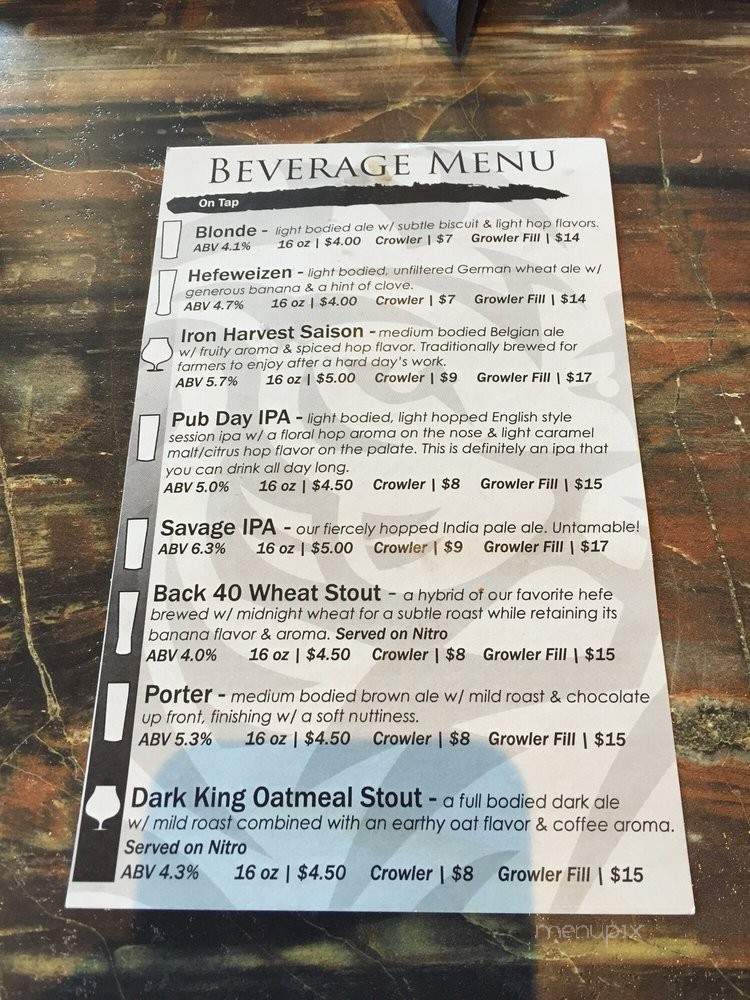 Lionstone Brewery - Geneseo, IL menu_pic