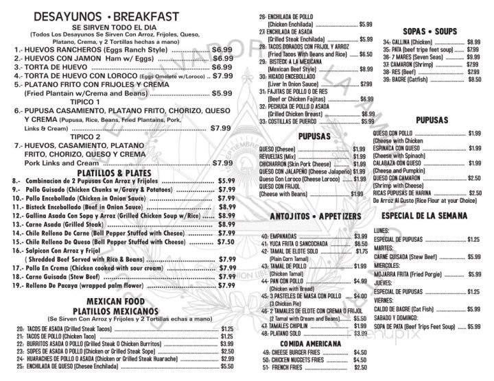 Pupuseria Acajutla - Inglewood, CA menu_pic