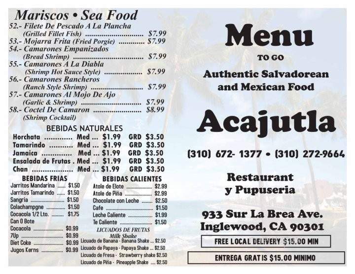 Pupuseria Acajutla - Inglewood, CA menu_pic
