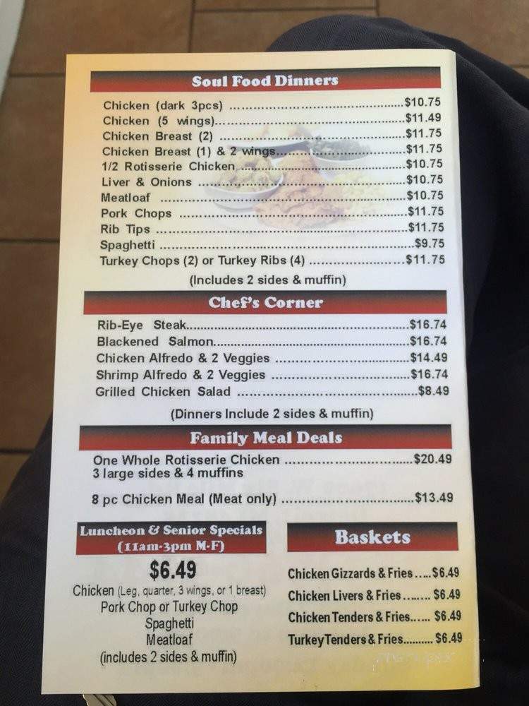 Menu of Mr. B's Soul Food in Detroit, MI 48235