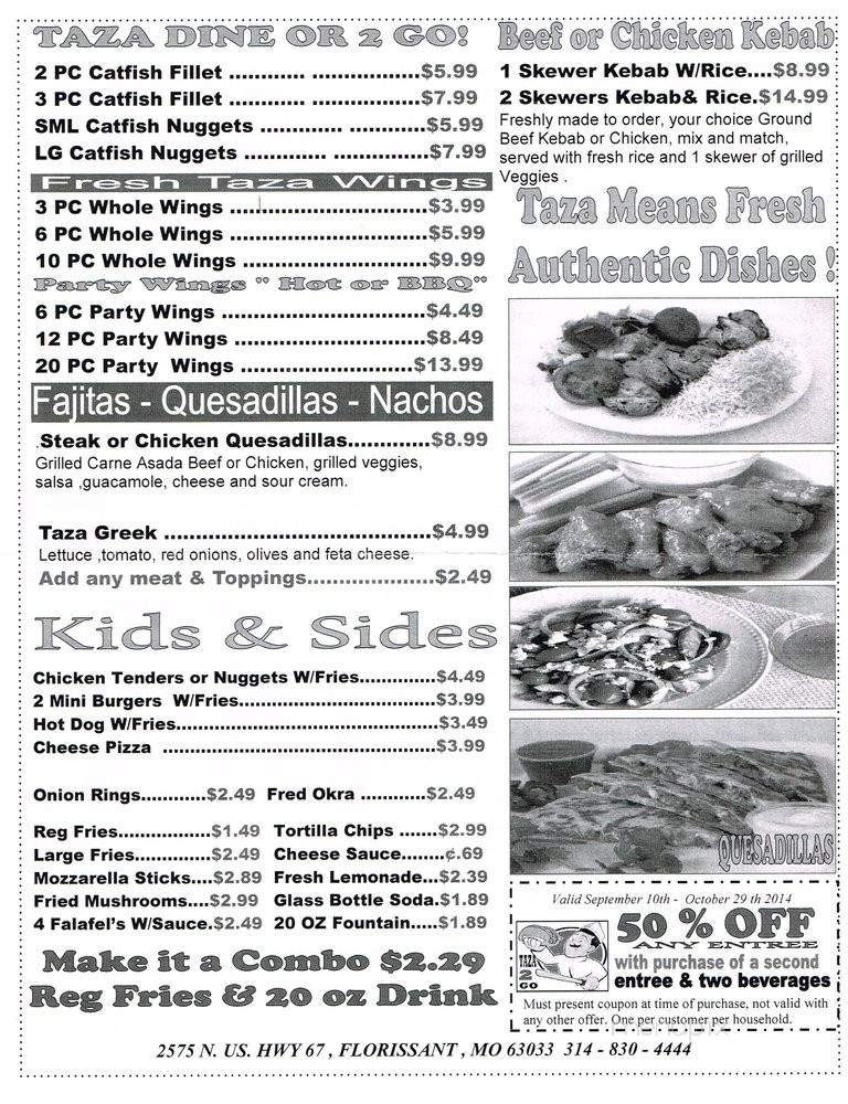 Taza 2 Go - Florissant, MO menu_pic