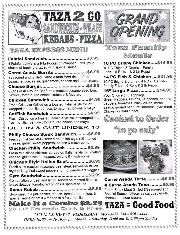 Taza 2 Go - Florissant, MO menu_pic