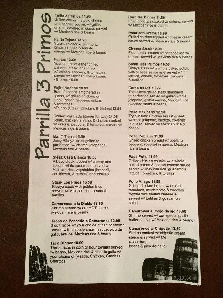 Tres Primos Authentic Mexican Restaurant - Elbridge, NY menu_pic