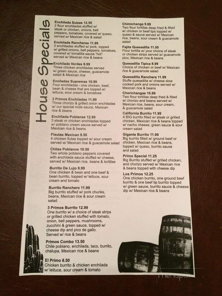 Tres Primos Authentic Mexican Restaurant - Elbridge, NY menu_pic