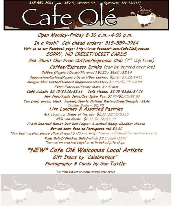 Cafe Ole - Syracuse, NY menu_pic