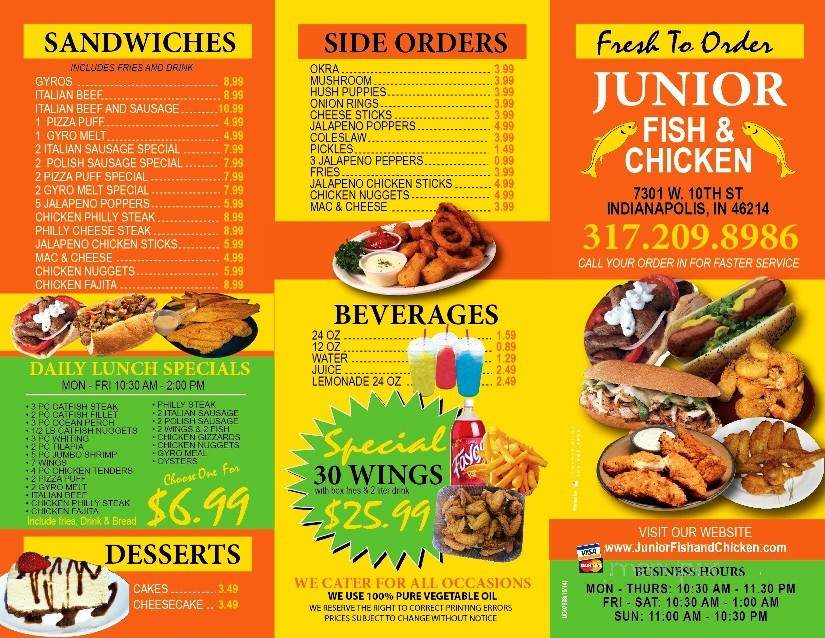 Junior Fish & Chicken - Indianapolis, IN menu_pic