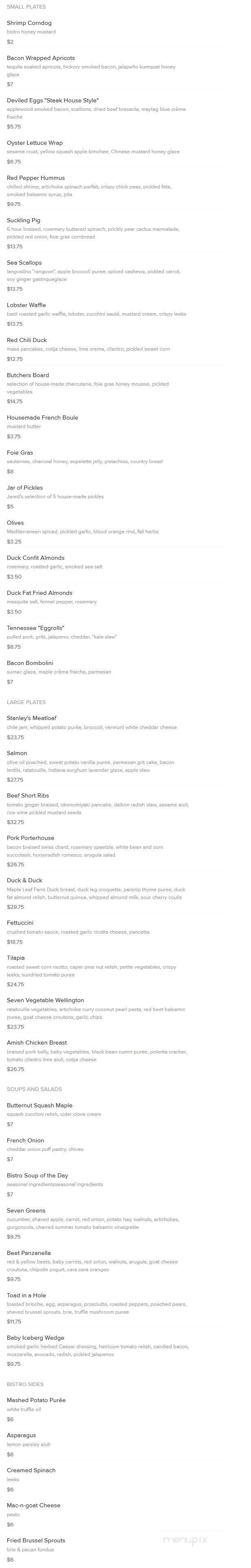 The Bistro - Indianapolis, IN menu_pic