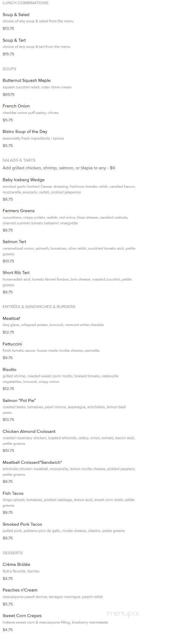 The Bistro - Indianapolis, IN menu_pic