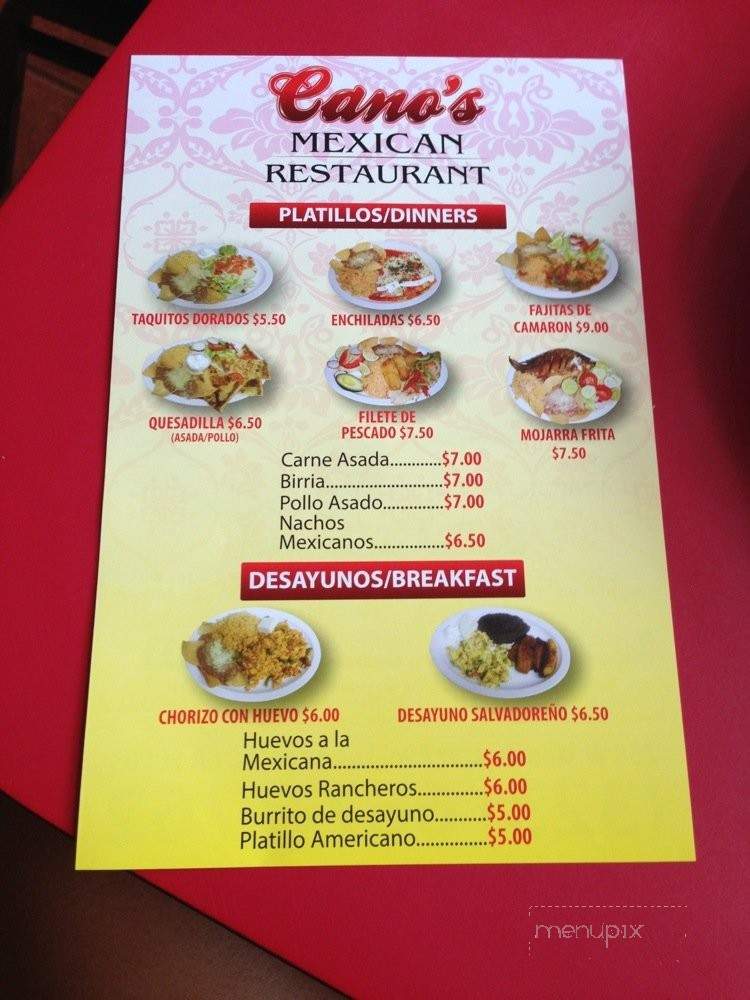 Cano's Mexican Restaurant - Los Angeles, CA menu_pic
