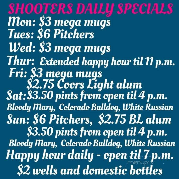 Shooters Bar - Abilene, TX menu_pic