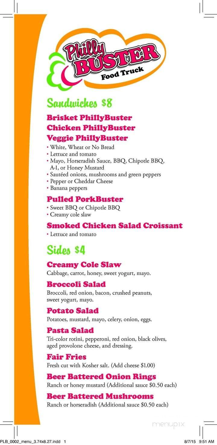 Philly Buster - Reynoldsburg, OH menu_pic
