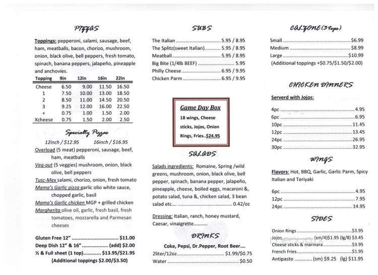 Mama G's Pizza - Canton, OH menu_pic