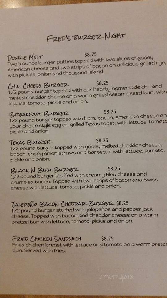 Just Fred's - Youngstown, OH menu_pic