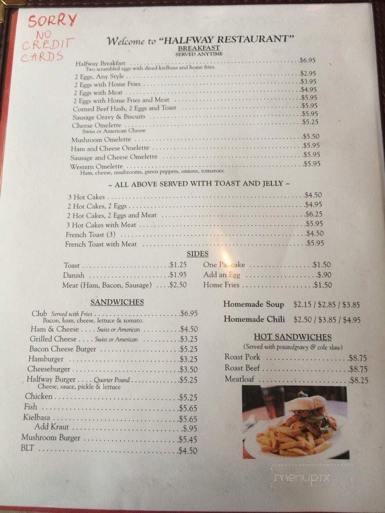 Half Way Restaurant - Southington, OH menu_pic