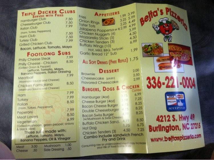 Billy's Pizzeria - Burlington, NC menu_pic