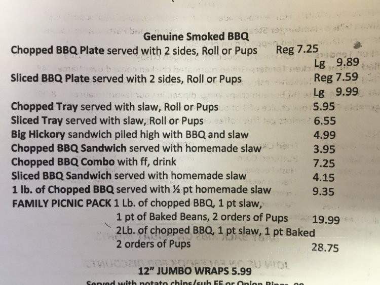 The Wood Box - Jonesville, NC menu_pic