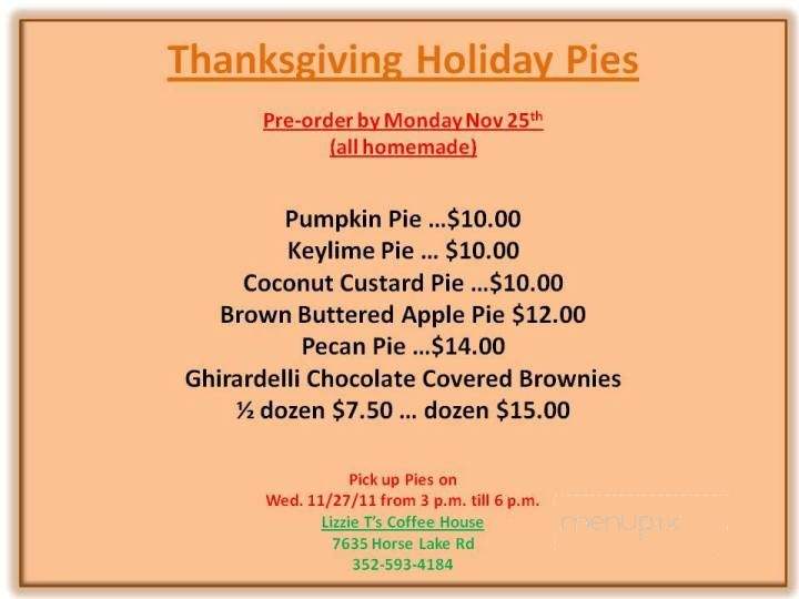 Lizzie T's - Brooksville, FL menu_pic