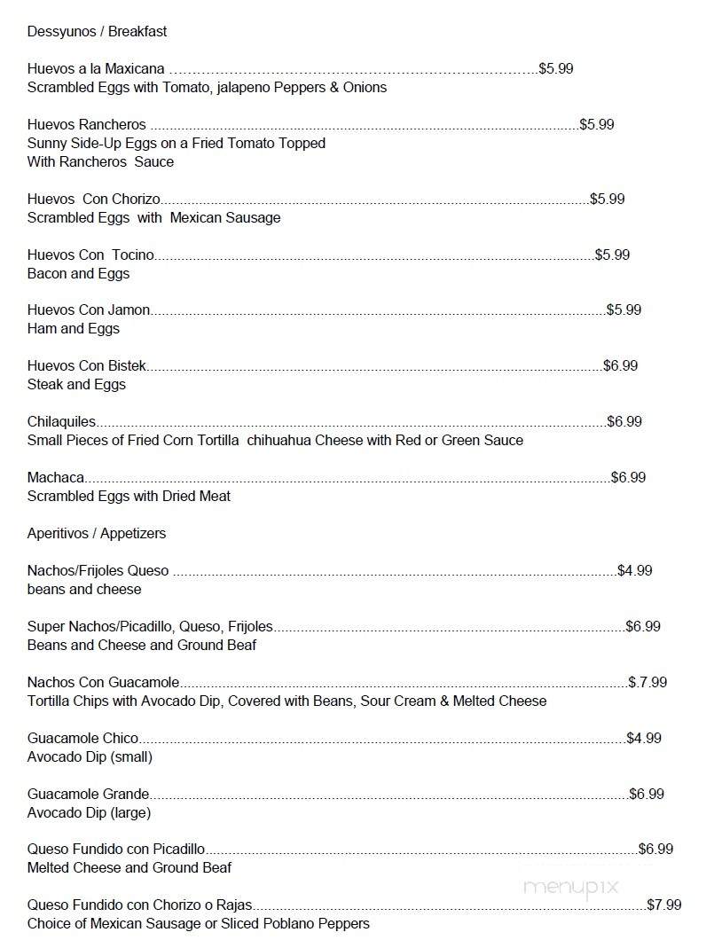 La Carreta Taqueria - Victoria, TX menu_pic