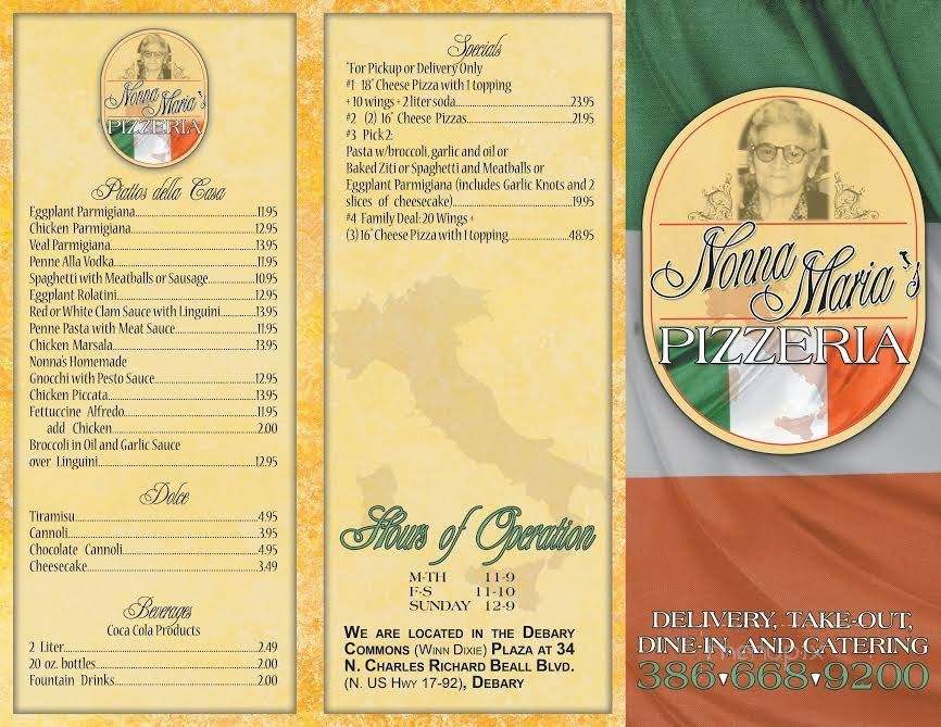 Nonna Maria's Pizzeria - DeBary, FL menu_pic
