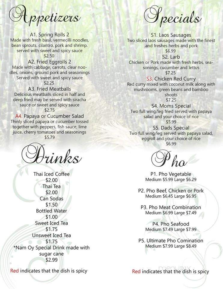Nam Oy - Forest Park, GA menu_pic