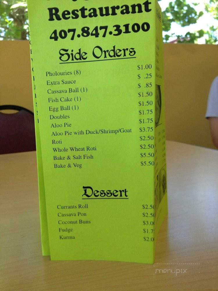 Calypso Hut - Kissimmee, FL menu_pic