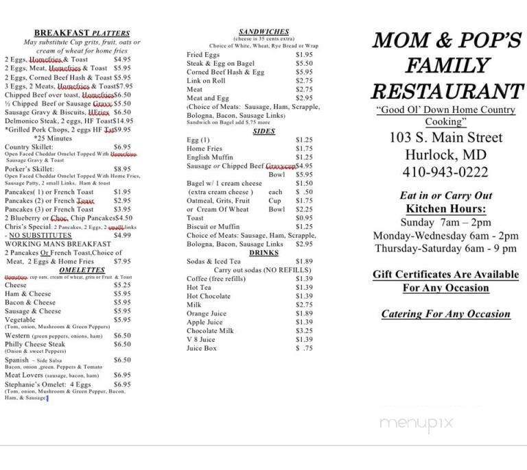 /250382546/Mom-and-Pops-Family-Restaurant-Menu-Hurlock-MD - Hurlock, MD