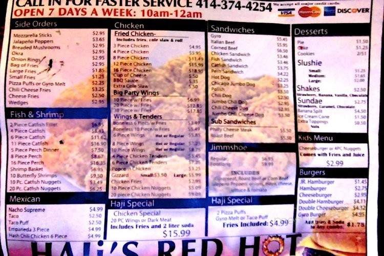 Haji's Red Hot - Milwaukee, WI menu_pic