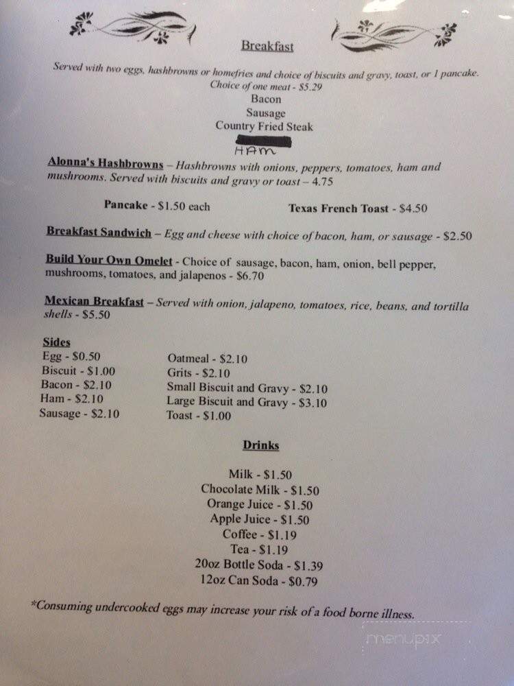 Alonna's Country Restaurant - Springfield, MO menu_pic
