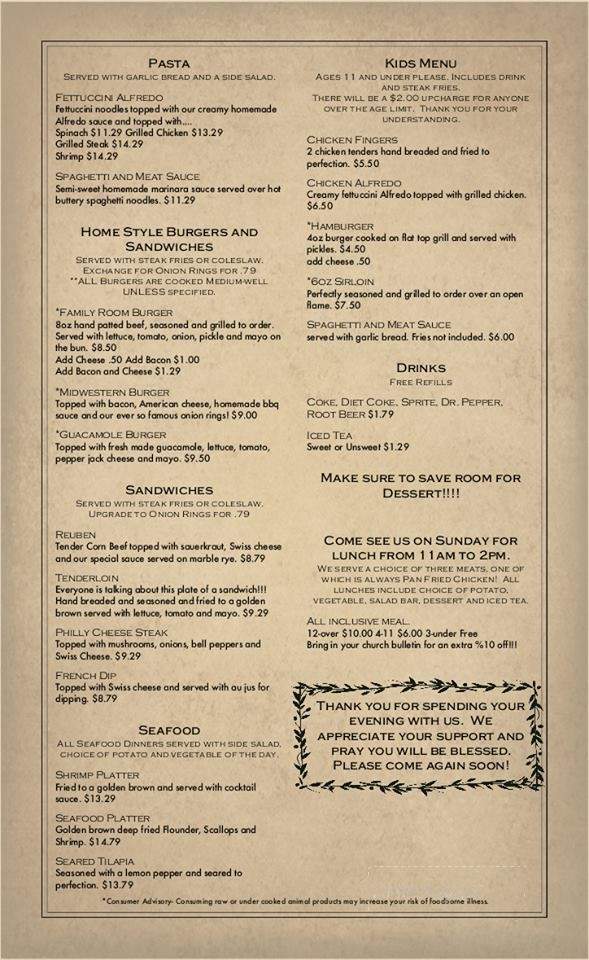 The Family Room Steakhouse - Monett, MO menu_pic
