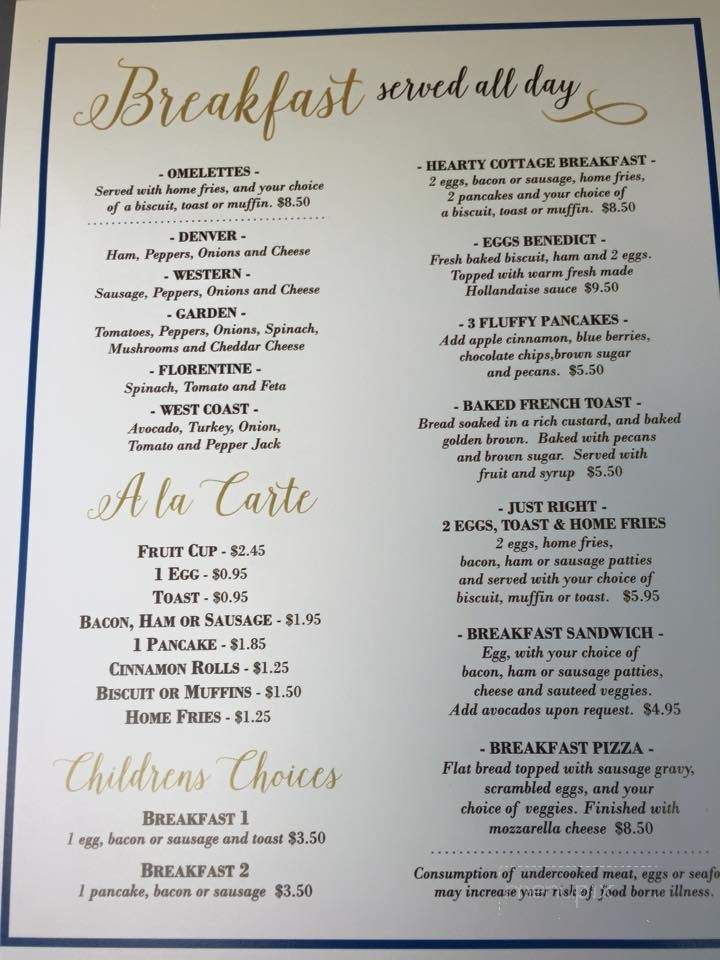 The Cottage Cafe - Minster, OH menu_pic