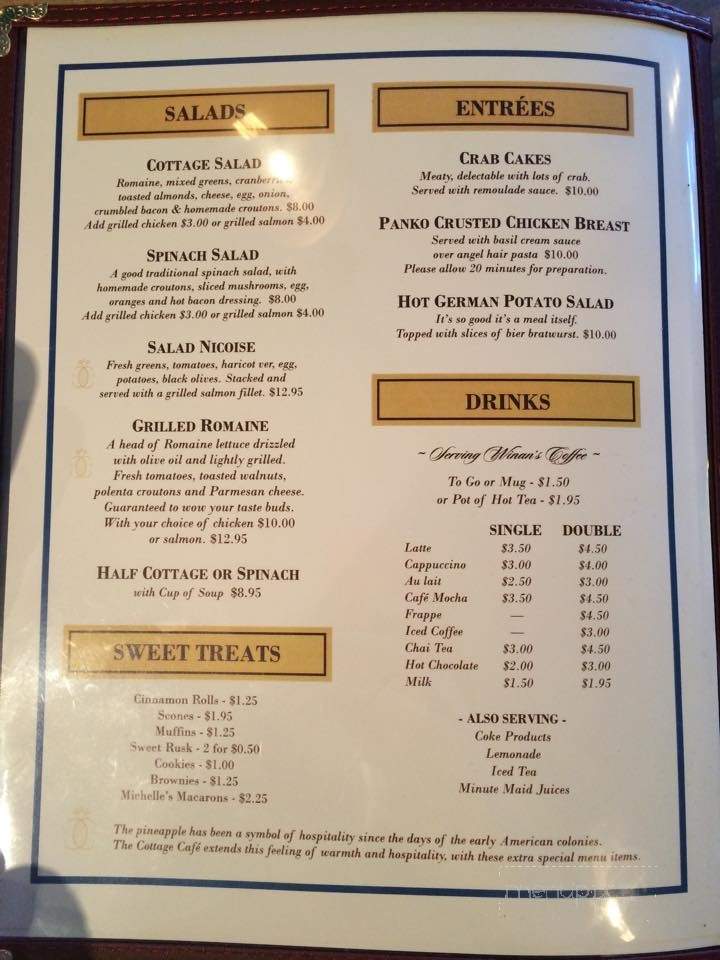 The Cottage Cafe - Minster, OH menu_pic