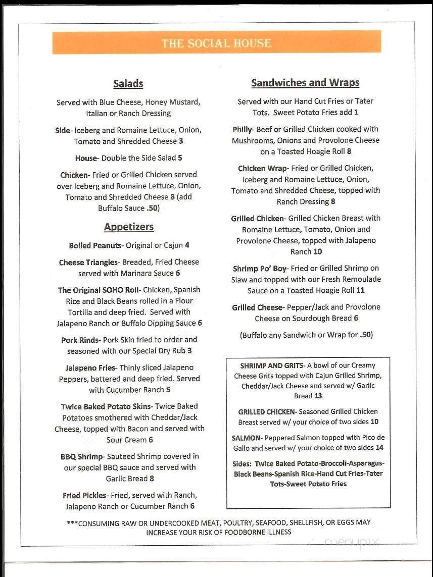 The Social House - Porterdale, GA menu_pic