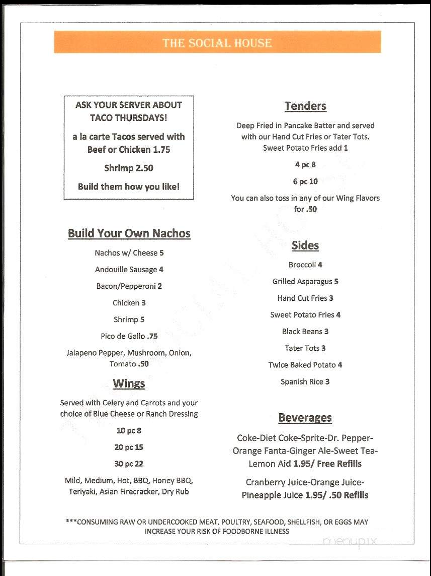 The Social House - Porterdale, GA menu_pic