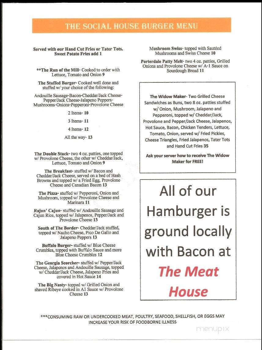 The Social House - Porterdale, GA menu_pic