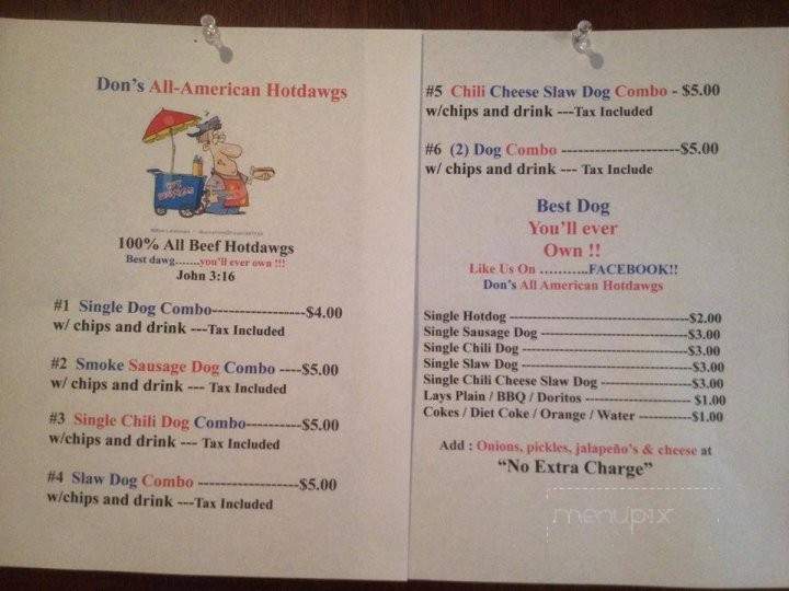 Don's All-American Hotdawgs - Dublin, GA menu_pic