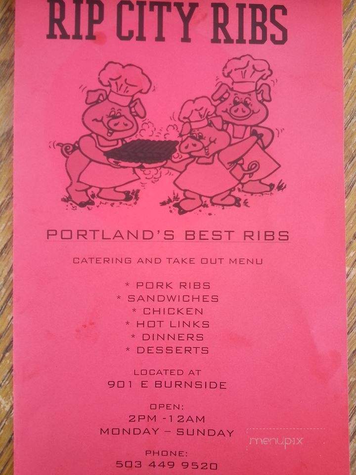 Rip City Ribs BBQ - Portland, OR menu_pic
