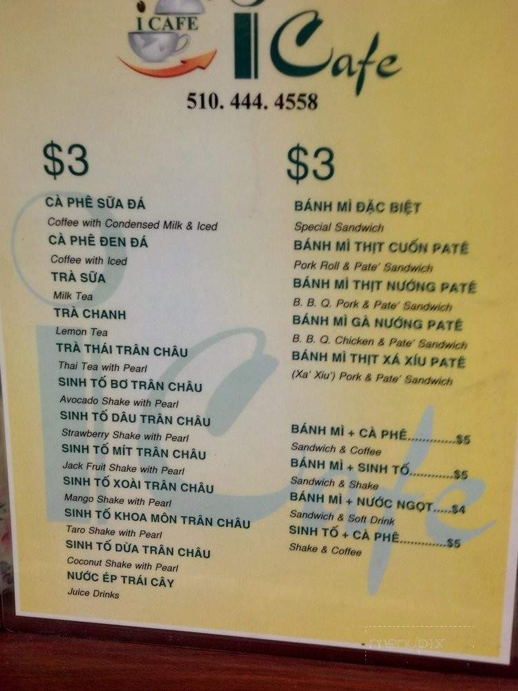 I-Cafe - Oakland, CA menu_pic
