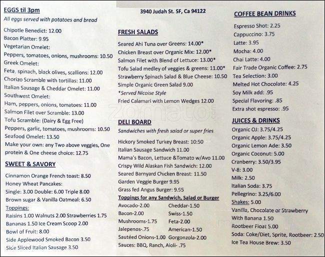 Seabreeze Cafe & Restaurant - Oakland, CA menu_pic