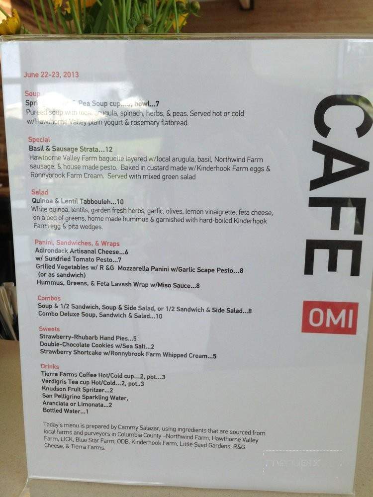 Cafe Omi - Ghent, NY menu_pic