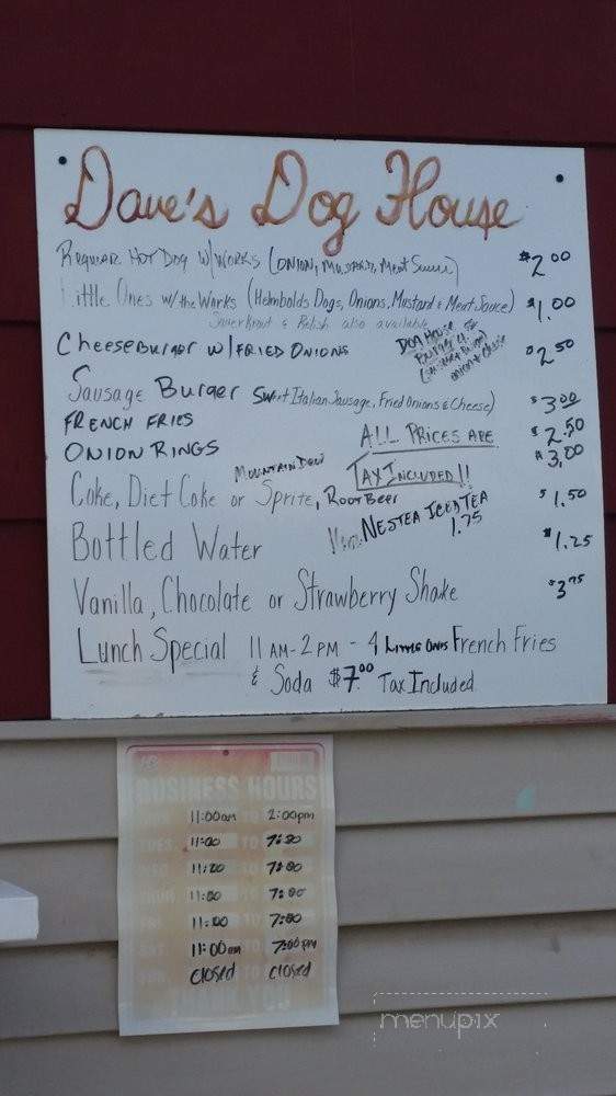 Dave's Dog House - Rensselaer, NY menu_pic