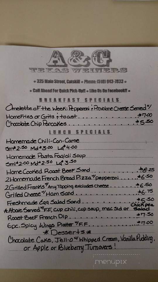 A&G Texas Weiners - Catskill, NY menu_pic